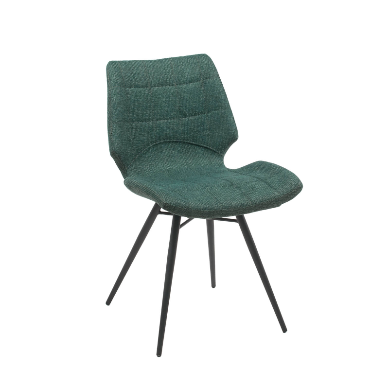 Chaise design vintage vert rembourrée en tissu - Iberis