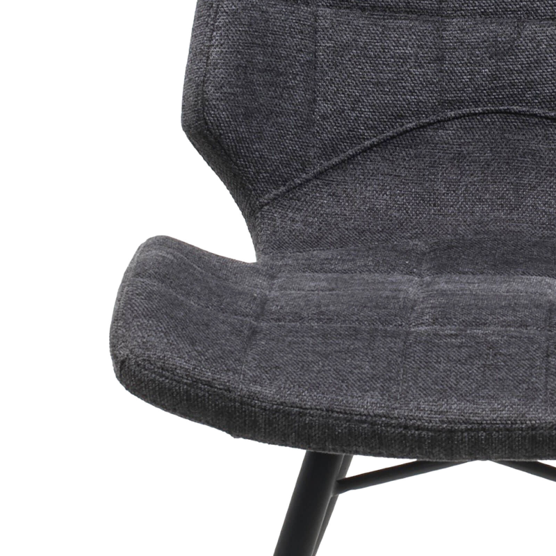 Chaise rembourrée en tissu gris style rétro - Iberis