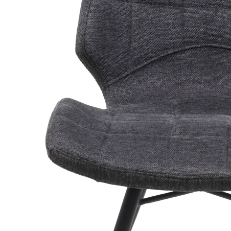 Chaise rembourrée en tissu gris style rétro - Iberis