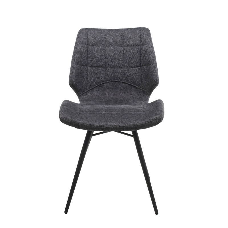 Chaise design vintage grise rembourrée en tissu - Iberis