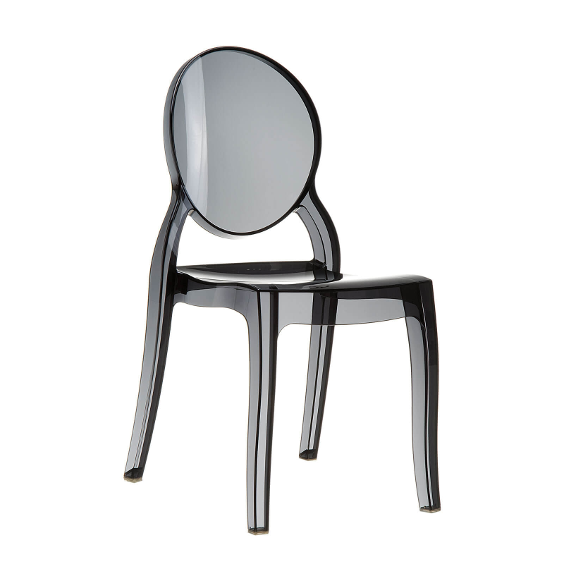 Chaise moderne en plexi transparent noir Elizabeth