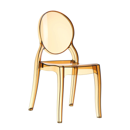 Chaise design en plexi transparent ambre Elizabeth