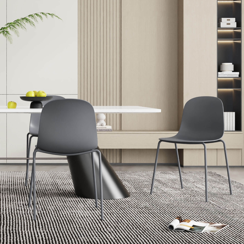 Chaise coque moderne empilable en polypropylène avec pieds en métal - Lily