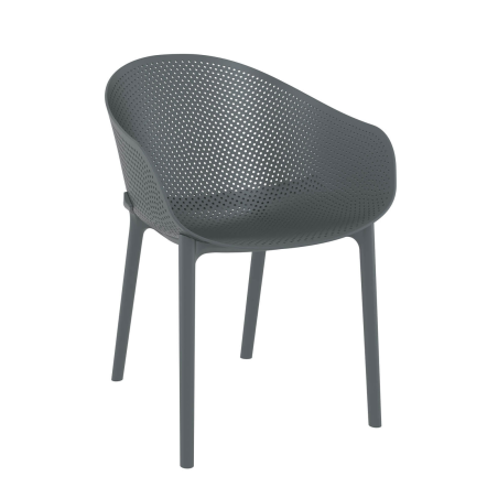 Fauteuil tendance pour jardin en polypropylène gris- Sky