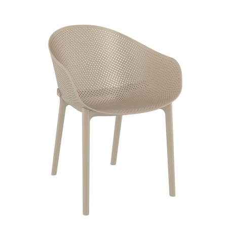 Fauteuil design pour jardin en plastique taupe - Sky