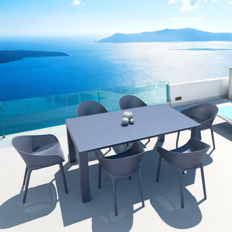 Fauteuil d'extérieur design en polypropylène gris - Sky