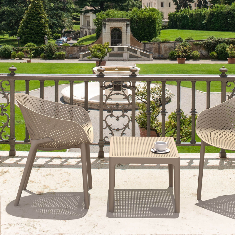 Fauteuil de jardin design en polypropylène beige - Sky