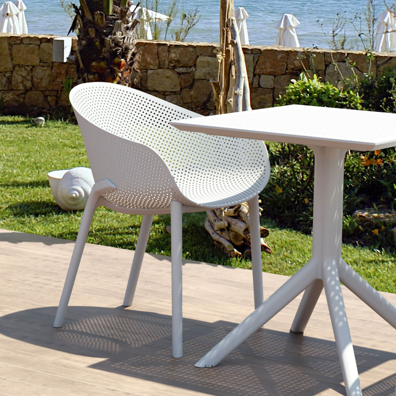 Fauteuil design pour jardin en plastique blanc - Sky