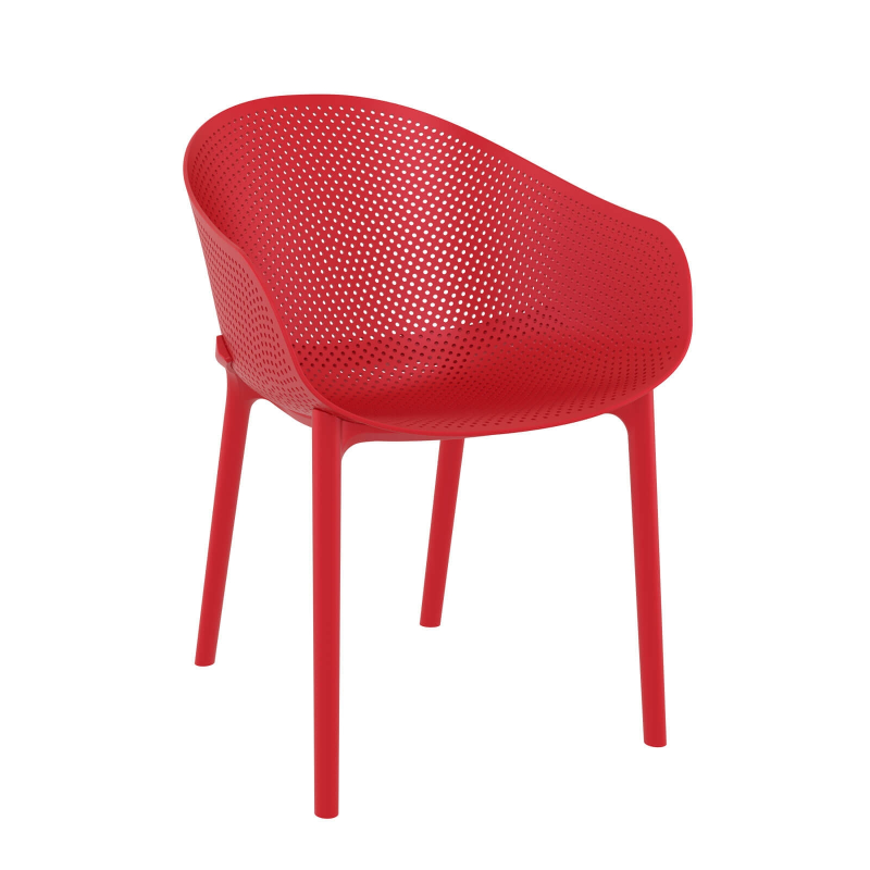 Fauteuil moderne en polypropylène rouge - Sky