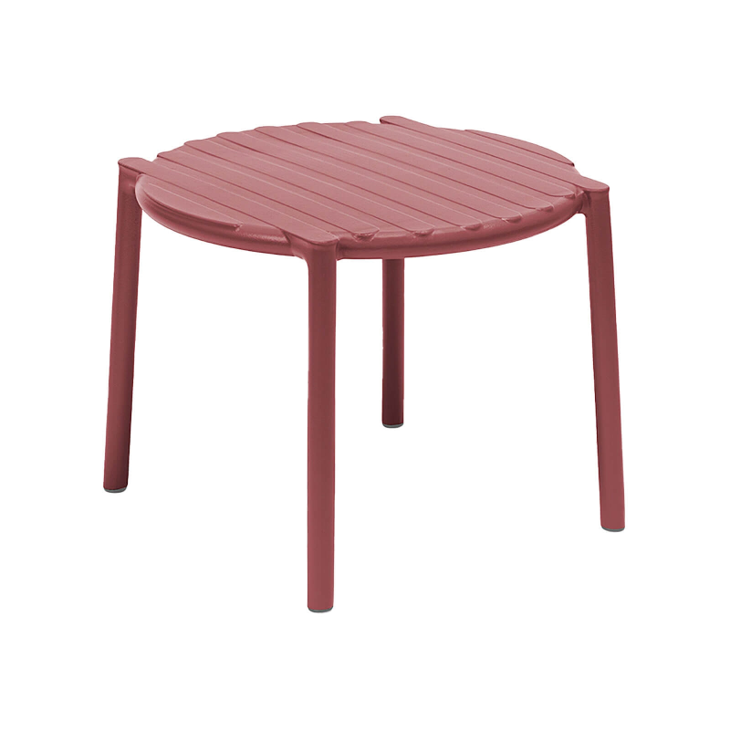 Table basse de jardin ronde empilable rouge vin fabriquée en Italie - Doga