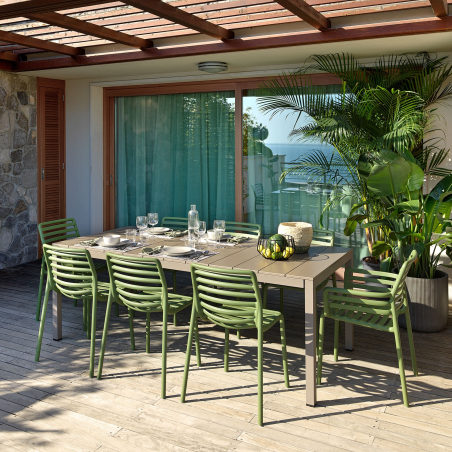 Table de jardin extensible en polypropylène DurelTop et aluminium taupe - Rio