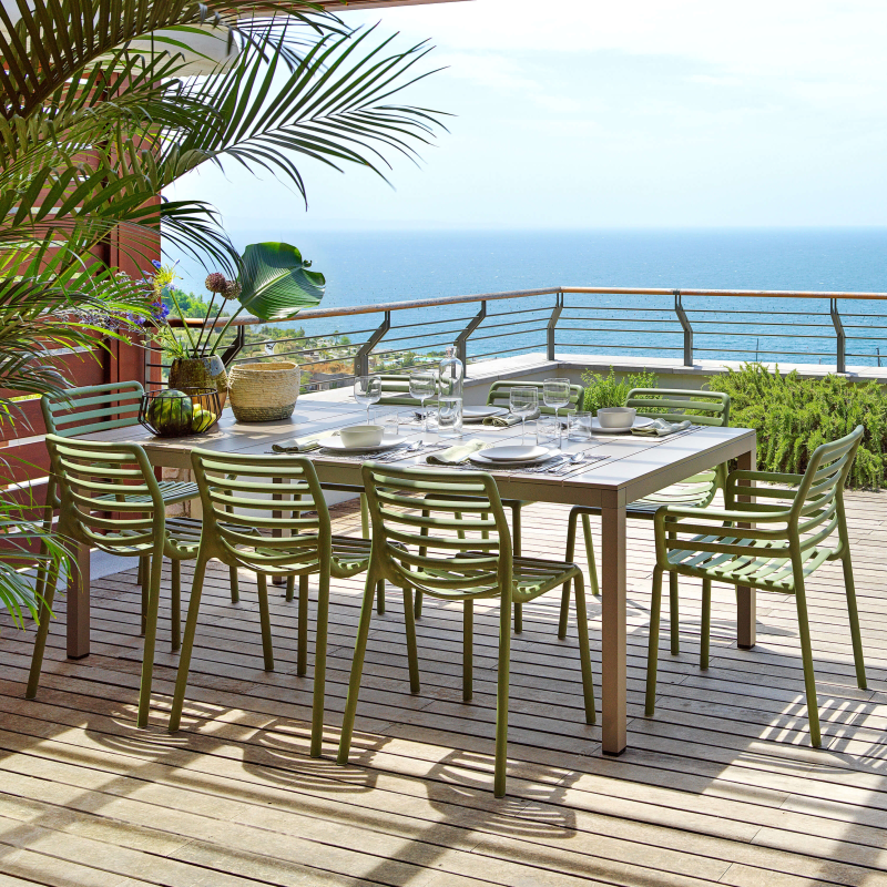 Table d'extérieur taupe moderne extensible en aluminium - Rio Alu