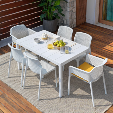 Table d'extérieur blanche moderne extensible en aluminium - Rio Alu