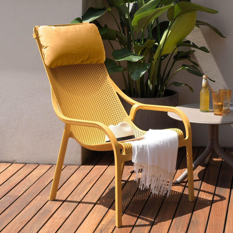 Fauteuil lounge de jardin en polypropylène recyclable empilable - Net Lounge