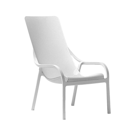 Fauteuil lounge de jardin en polypropylène recyclable blanc empilable - Net Lounge