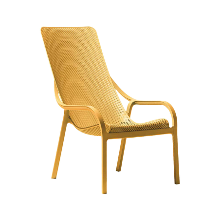 Fauteuil lounge design en polypropylène recyclable moutarde - Net Lounge