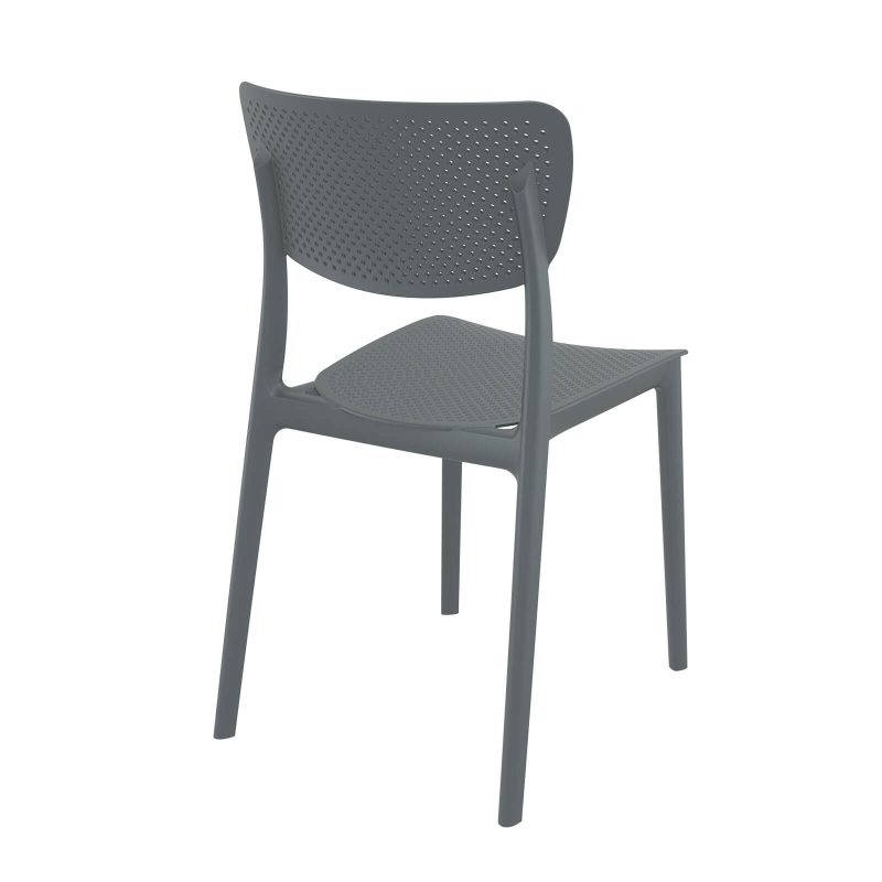 Chaise ajourée en polypropylène gris - Lucy