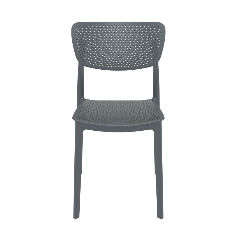Chaise de terrasse ajourée gris en plastique micro perforé - Lucy