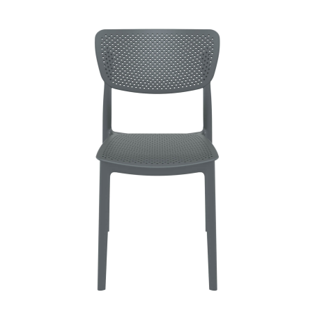Chaise de terrasse ajourée gris en plastique micro perforé - Lucy
