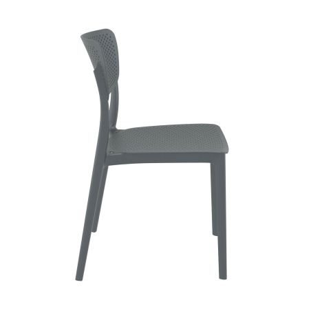 Chaise en plastique micro perforé gris pour jardin - Lucy