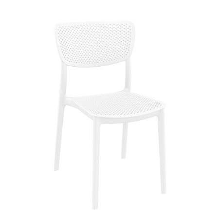 Chaise empilable en plastique blanc micro perforée - Lucy