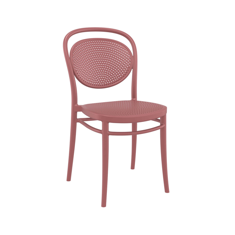 Chaise moderne empilable en polypropylène marsala – Marcel