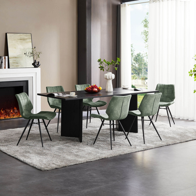 Chaise design vintage rembourrée en velours vert - Ibéris