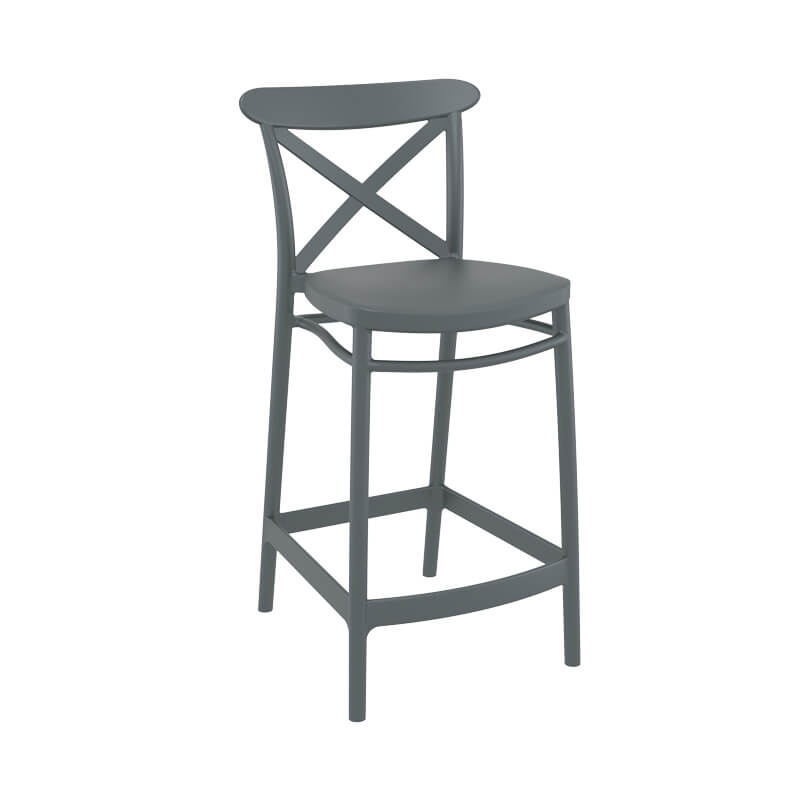 Tabouret de jardin en polypropylène avec dossier gris foncé 