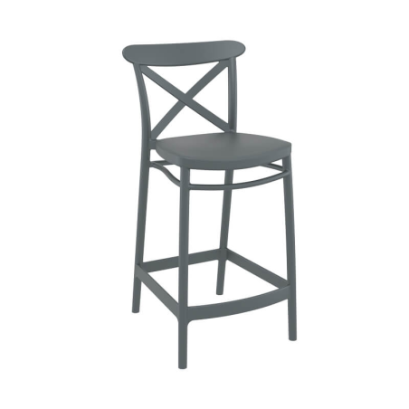 Tabouret de jardin en polypropylène avec dossier gris foncé 