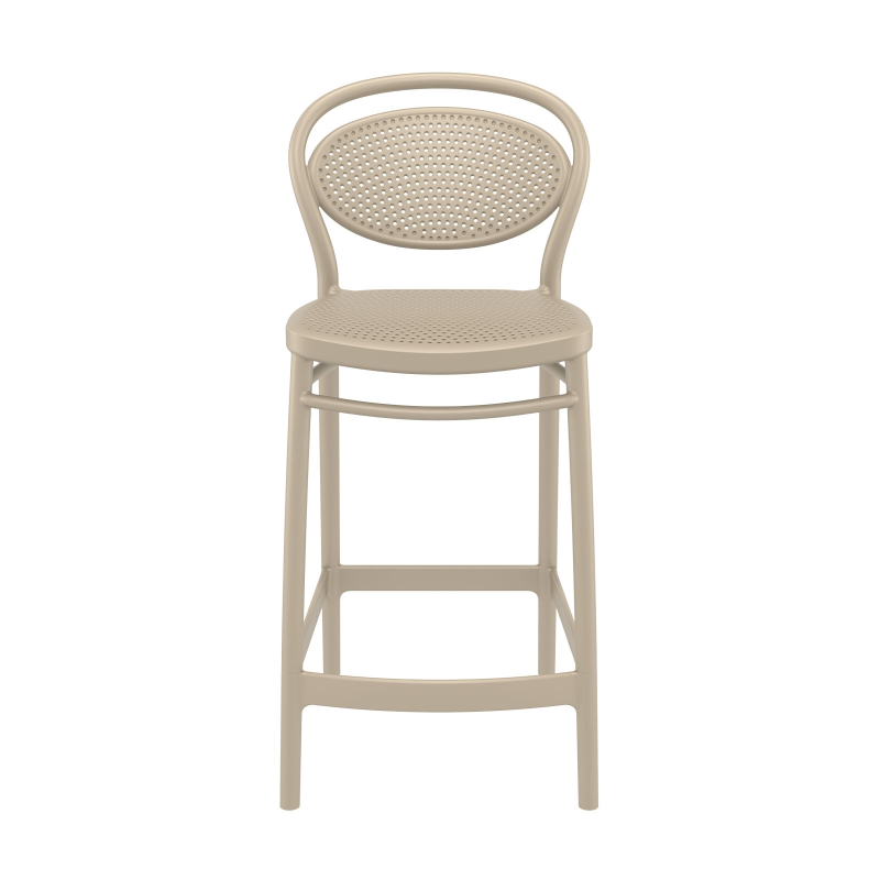 Tabouret snack d'extérieur en plastique taupe