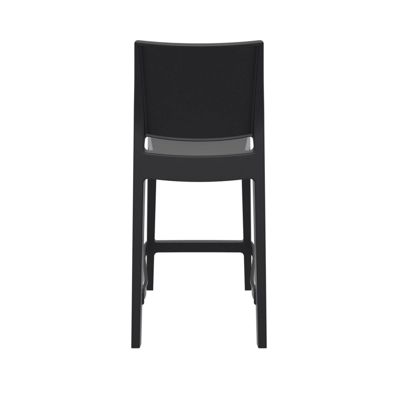 Tabouret d'extérieur hauteur snack empilable en polypropylène noir - Maya