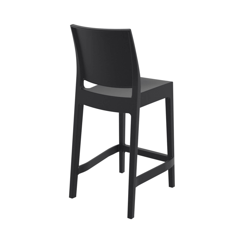 Tabouret de terrasse snack empilable en polypropylène noir - Maya
