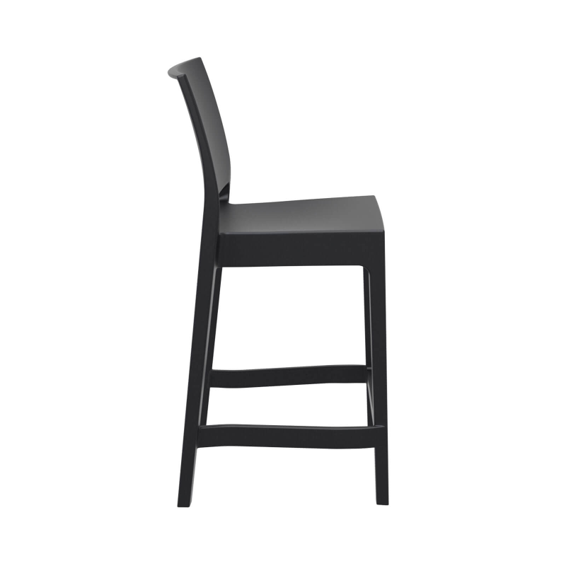 Tabouret de jardin empilable en polypropylène noir - Maya