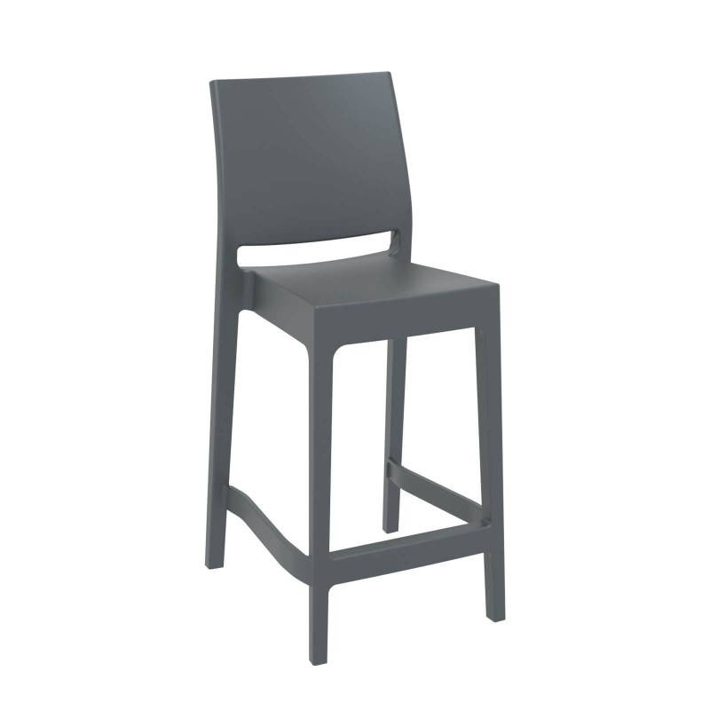 Tabouret de jardin hauteur snack empilable en polypropylène gris foncé - Maya