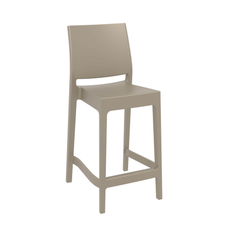 Tabouret de jardin hauteur snack empilable en polypropylène taupe - Maya