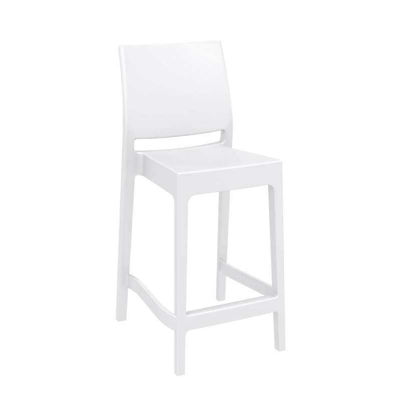 Tabouret de jardin hauteur snack empilable en polypropylène blanc - Maya