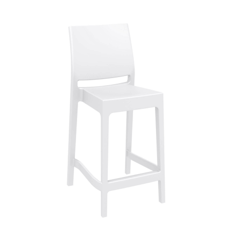Tabouret de jardin hauteur snack empilable en polypropylène blanc - Maya