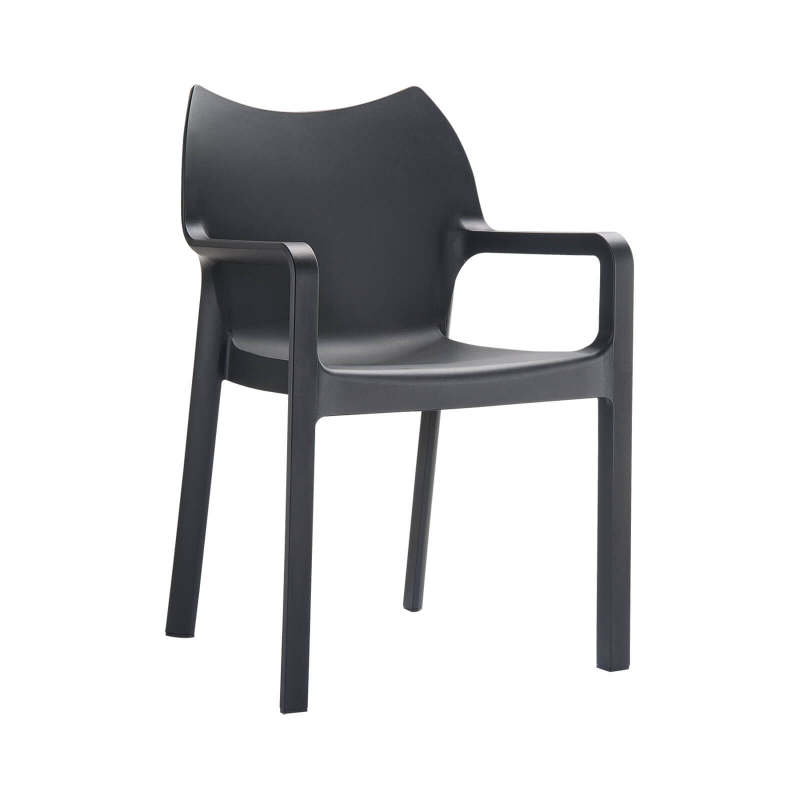 Fauteuil de jardin en polypropylène noir - Diva
