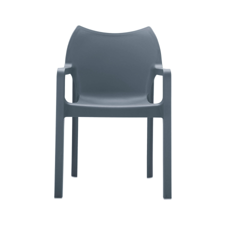 Fauteuil de jardin en polypropylène gris foncé - Diva