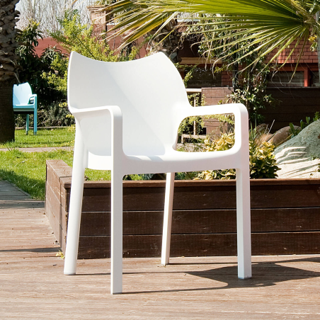 Fauteuil de jardin en polypropylène blanc - Diva