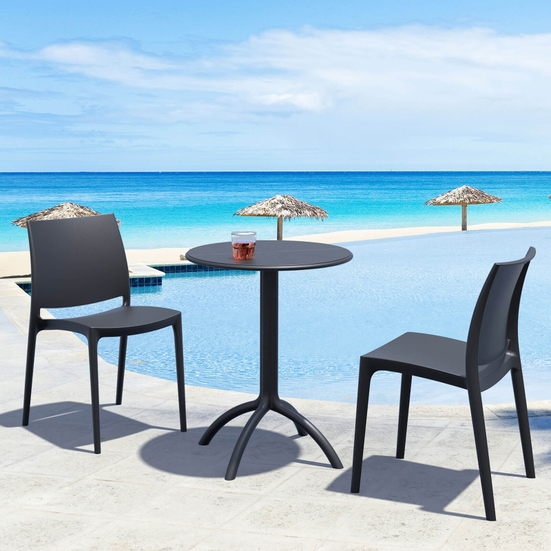 Chaise de jardin en polypropylène anthracite - Maya