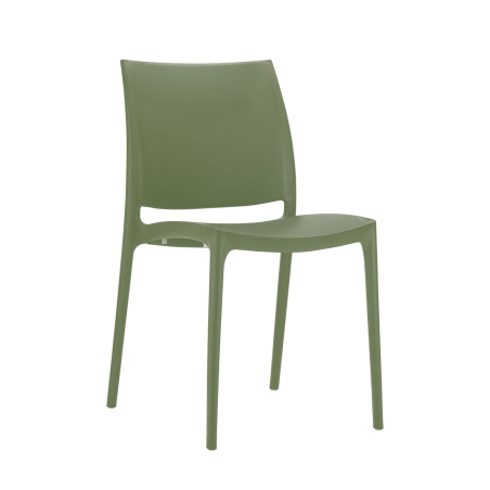Chaise en plastique vert empilable - Maya