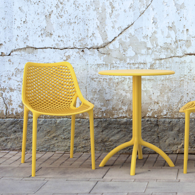 Chaise de jardin moderne ajourée en polypropylène jaune - Air