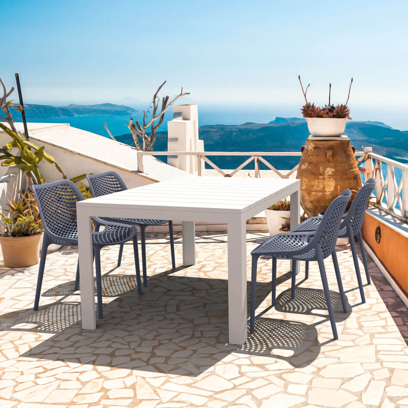 Chaise de jardin moderne ajourée en polypropylène gris foncé - Air