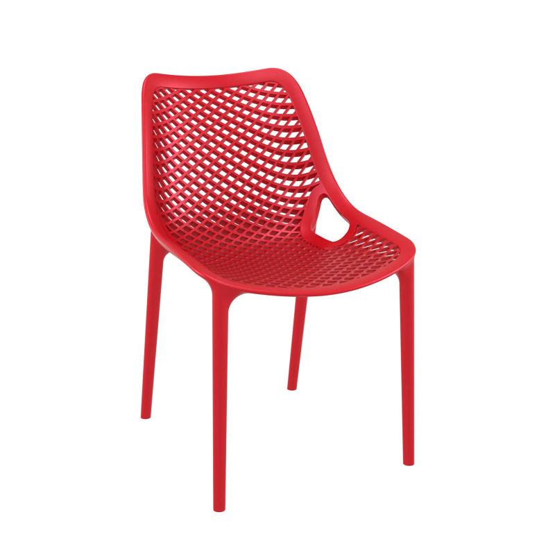 Chaise de jardin moderne ajourée en polypropylène rouge - Air