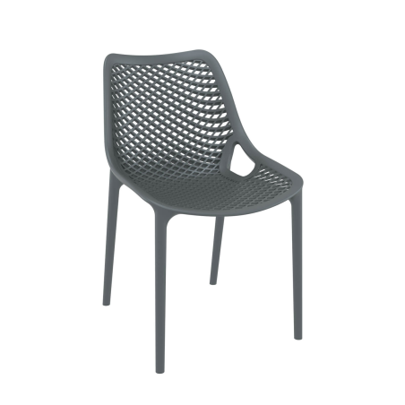 Chaise de jardin moderne ajourée en polypropylène gris foncé - Air