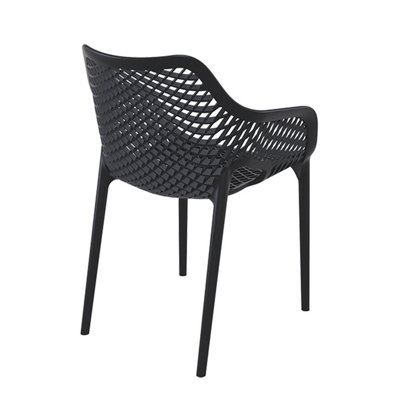Fauteuil de jardin moderne ajouré en polypropylène noir
