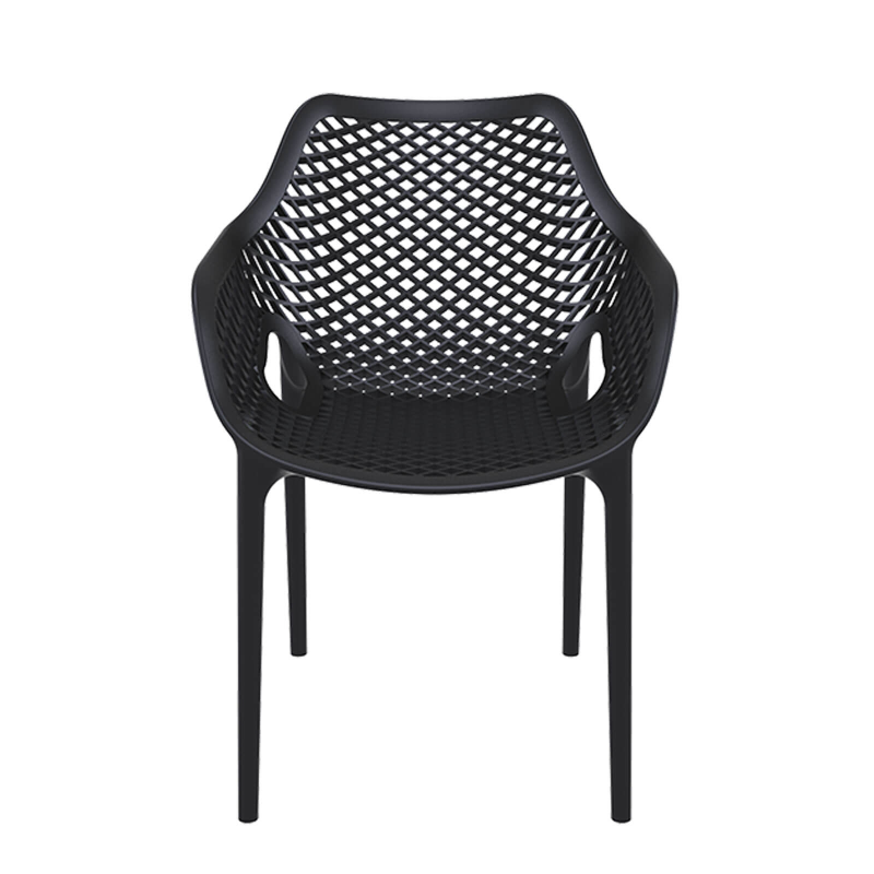 Fauteuil de jardin moderne ajouré en polypropylène noir