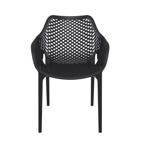 Fauteuil de jardin moderne ajouré en polypropylène noir