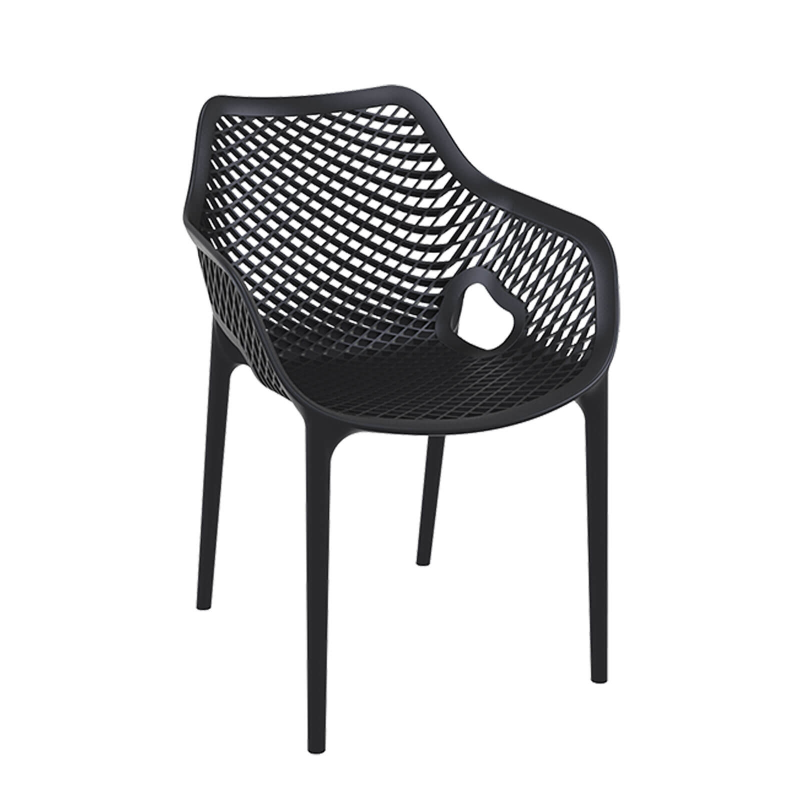 Fauteuil de jardin moderne ajouré en polypropylène noir
